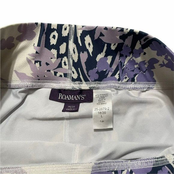 Roaman's Floral Purple White Blue Active Leggings Size 18/20 Large - Picture 4 of 7